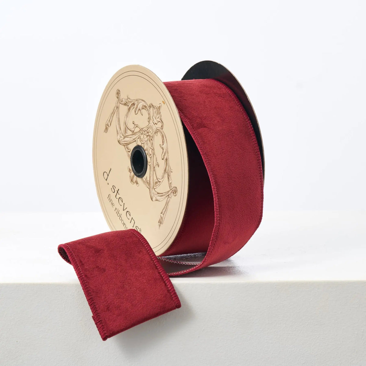 Yulemere Christmas Burgundy Red Taffeta 10 Yard Holiday Bow overall view