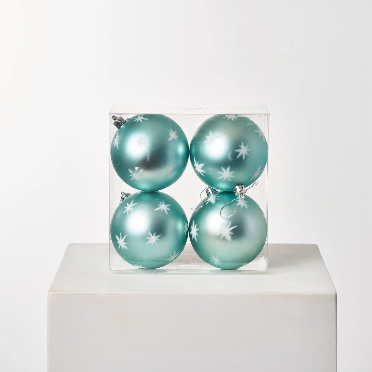 Yulemere Matte Seafoam Blue and White Sparkle North Christmas Ornament overall view