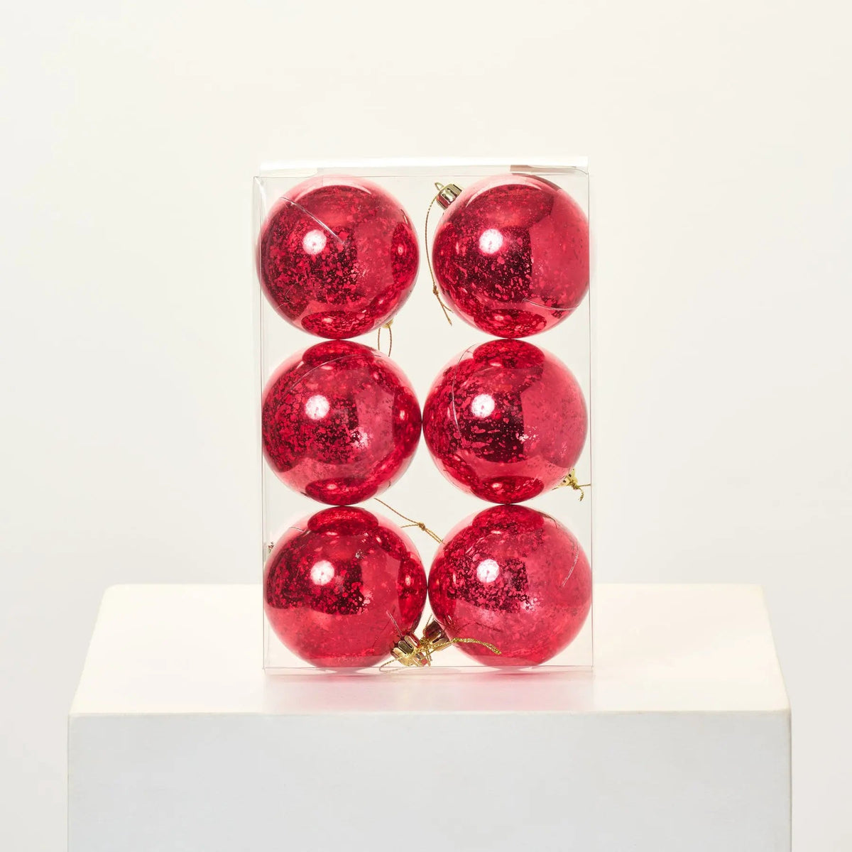 Yulemere Antiqued Beauty Red Mercury Look Christmas Ball Ornament overall view
