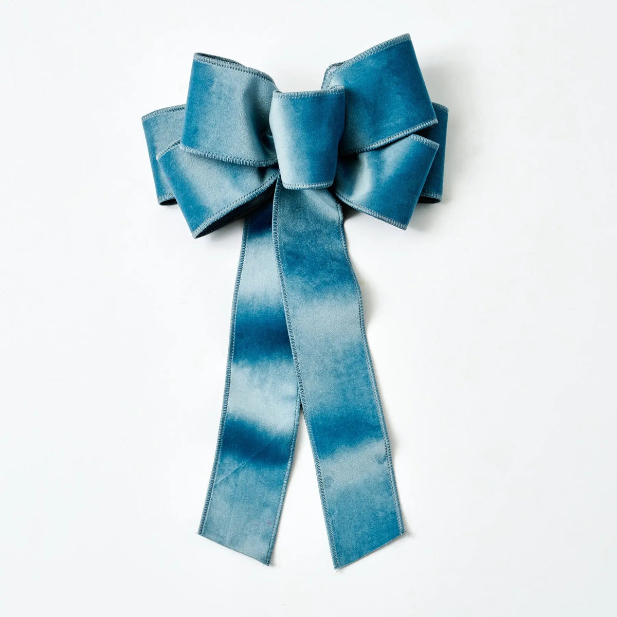 Yulemere Soft Blue Taffeta Wire Lined Hand Tied Drape Loop Bow detail view 2