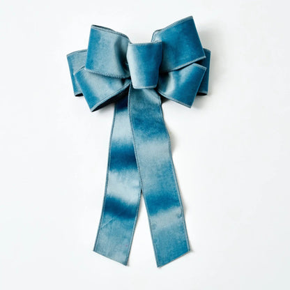 Yulemere Soft Blue Taffeta Wire Lined Hand Tied Drape Loop Bow detail view 2