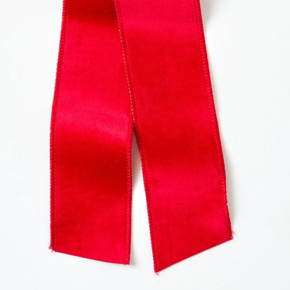 Yulemere Christmas Red Taffeta Wire Lined Hand Tied Drape Holiday Bow detail view 2