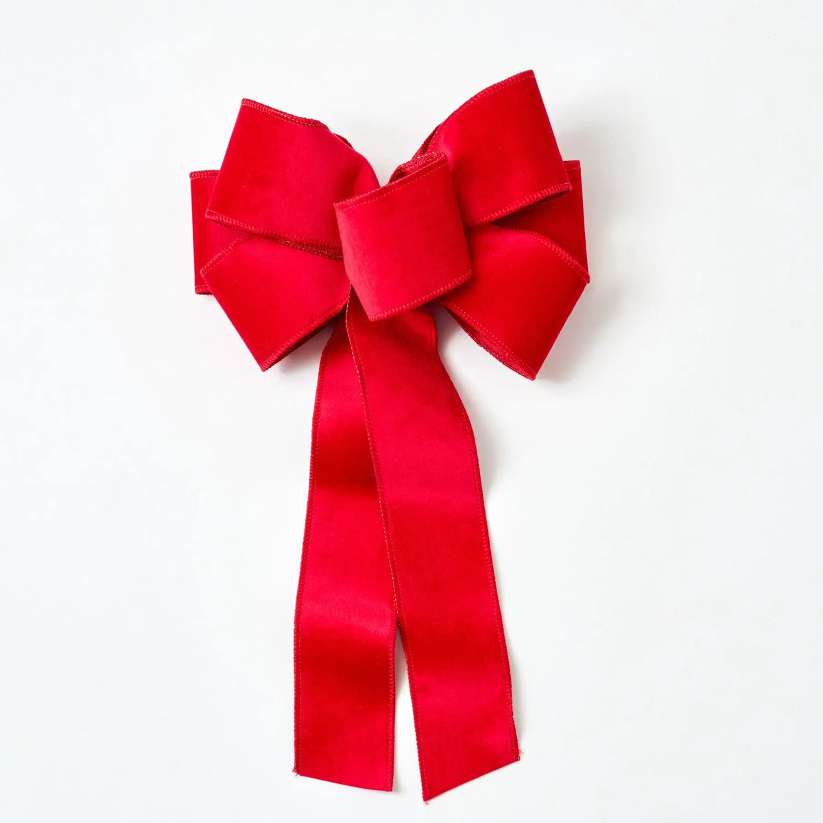Yulemere Christmas Red Taffeta Wire Lined Hand Tied Drape Holiday Bow overall view