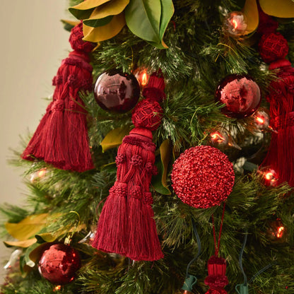 Yulemere Oversized Burgundy Red Court Tassel Drop Christmas Ornament detail view 3
