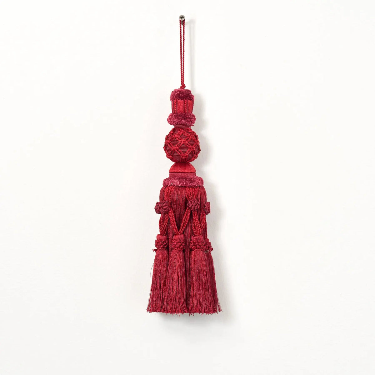 Yulemere Oversized Burgundy Red Court Tassel Drop Christmas Ornament overall view