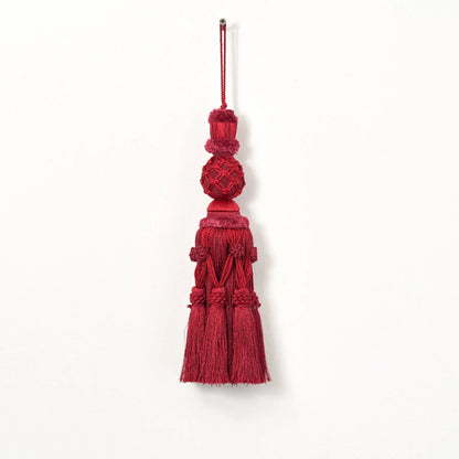 Yulemere Oversized Burgundy Red Court Tassel Drop Christmas Ornament overall view
