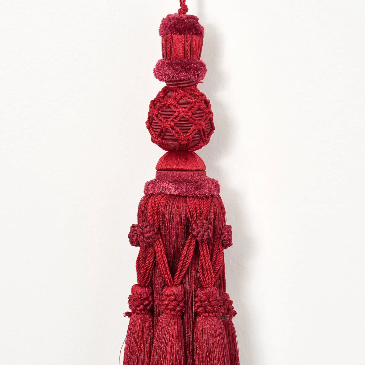 Yulemere Oversized Burgundy Red Court Tassel Drop Christmas Ornament detail view 2