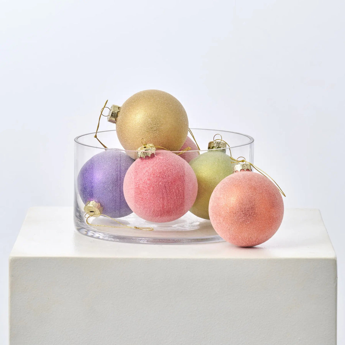 Yulemere Sugar Frosted Solid Glass Ball Ornament overall view