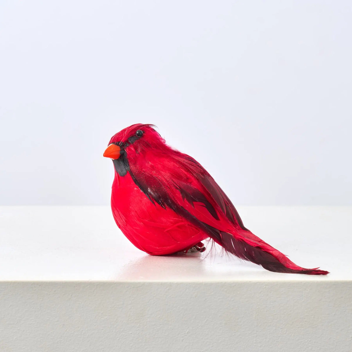 Yulemere Faux Feathered Sitting Red Cardinal Bird Christmas Ornament overall view