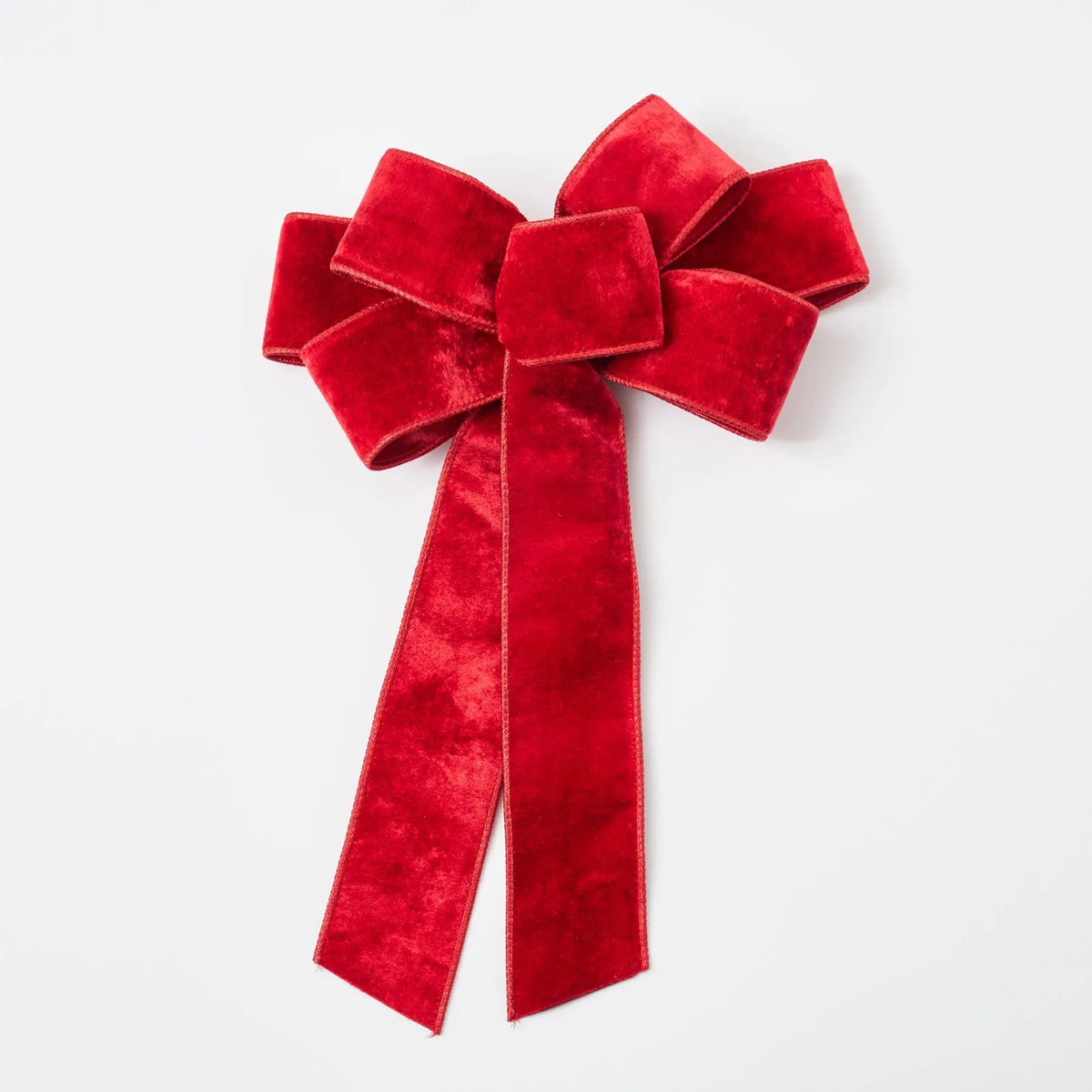 Yulemere Red Velvet with Metallic Backing Wire Lined Hand Holiday Bow overall view