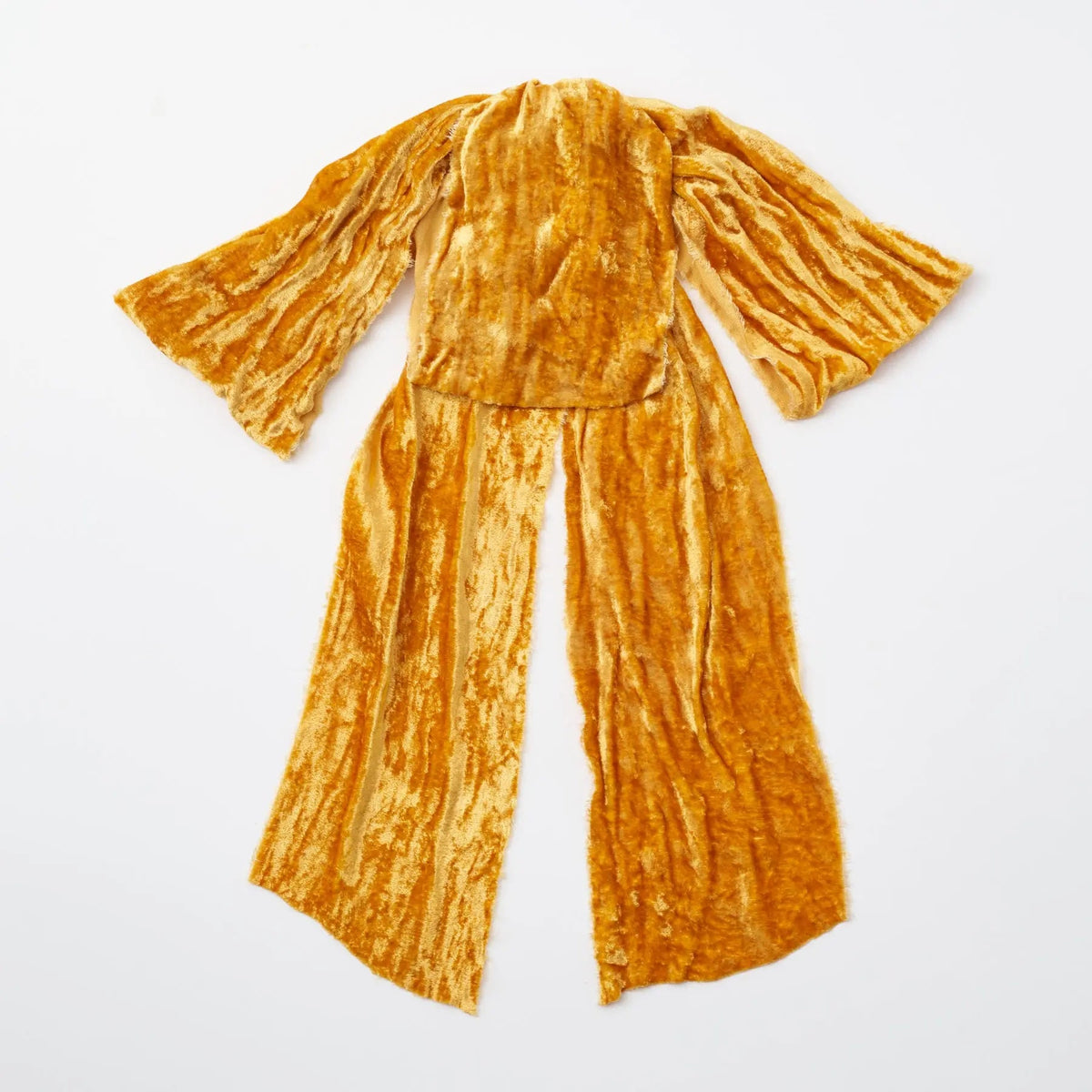 Yulemere Large Golden Mustard Raw Edge Silk Velvet Drape Holiday Bow detail view 2