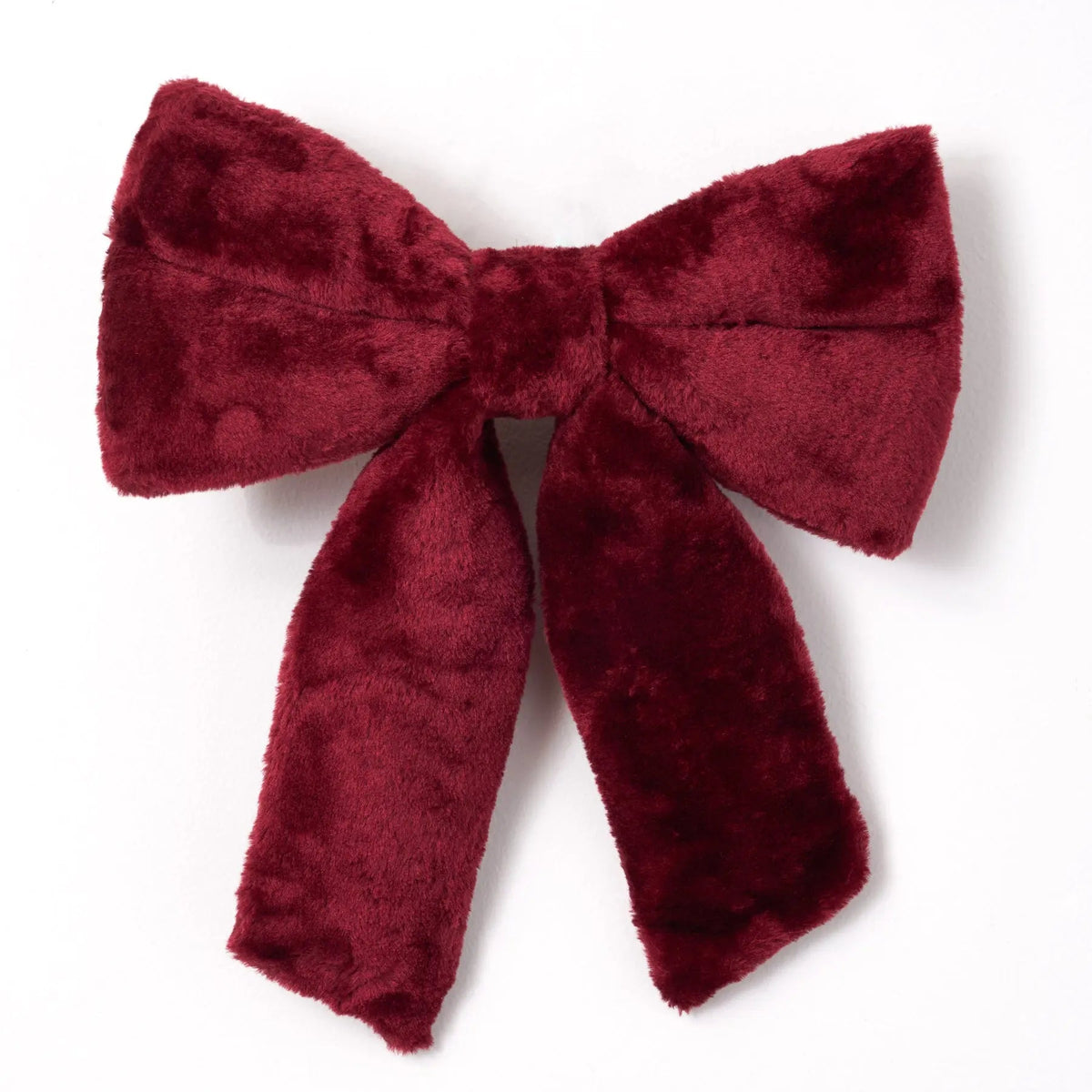 Yulemere Plush Fleece Fabric Burgundy Red Velveteen Wired Holiday Bow overall view