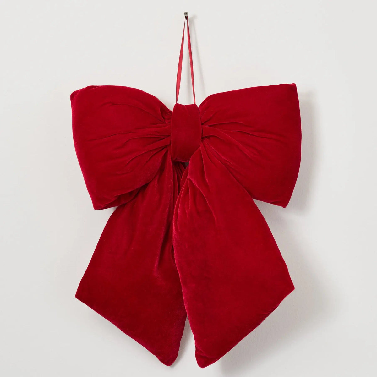 Yulemere Oversized Large Red Velvet Puffed Pillow Christmas Bow detail view 2