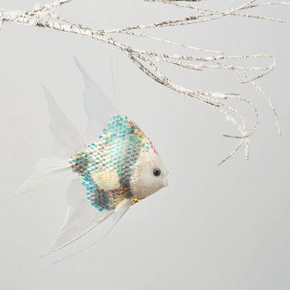 Yulemere Multicolored Shiny Sequin Large Angel Fish Christmas Ornament overall view