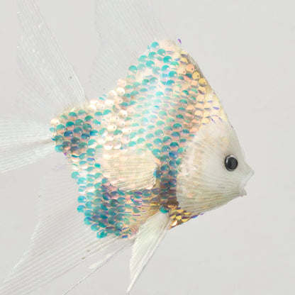 Yulemere Multicolored Shiny Sequin Large Angel Fish Christmas Ornament detail view 2