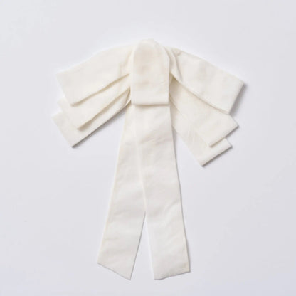 Yulemere Snow White Velvet Lux Hand Tied Drape Loop Bow overall view