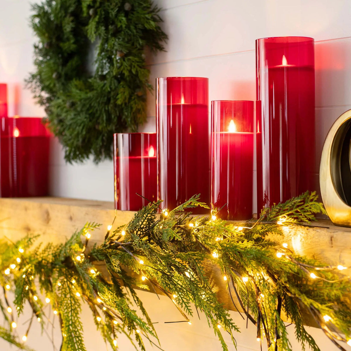 Yulemere Real Touch Lebanon Cedar Christmas Garland Pre Lit detail view 2