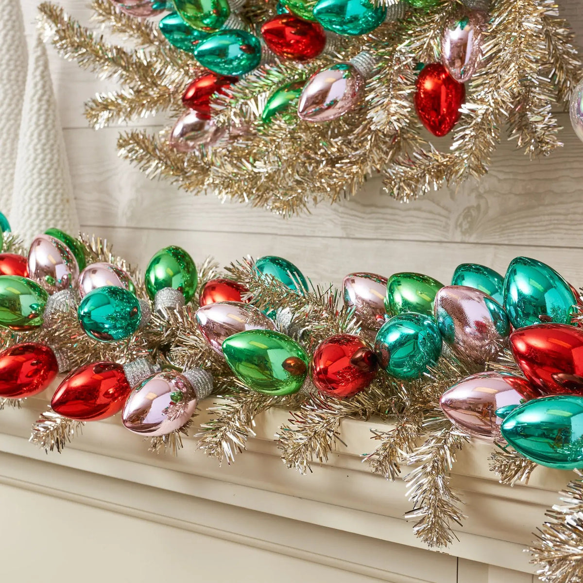 Yulemere Razzle Dazzle Christmas Gold and Silver Tinsel Garland overall view