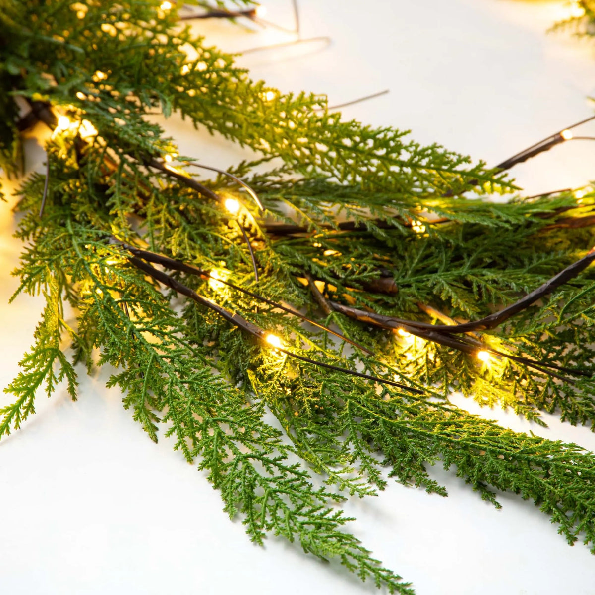 Yulemere Real Touch Lebanon Cedar Christmas Garland Pre Lit overall view