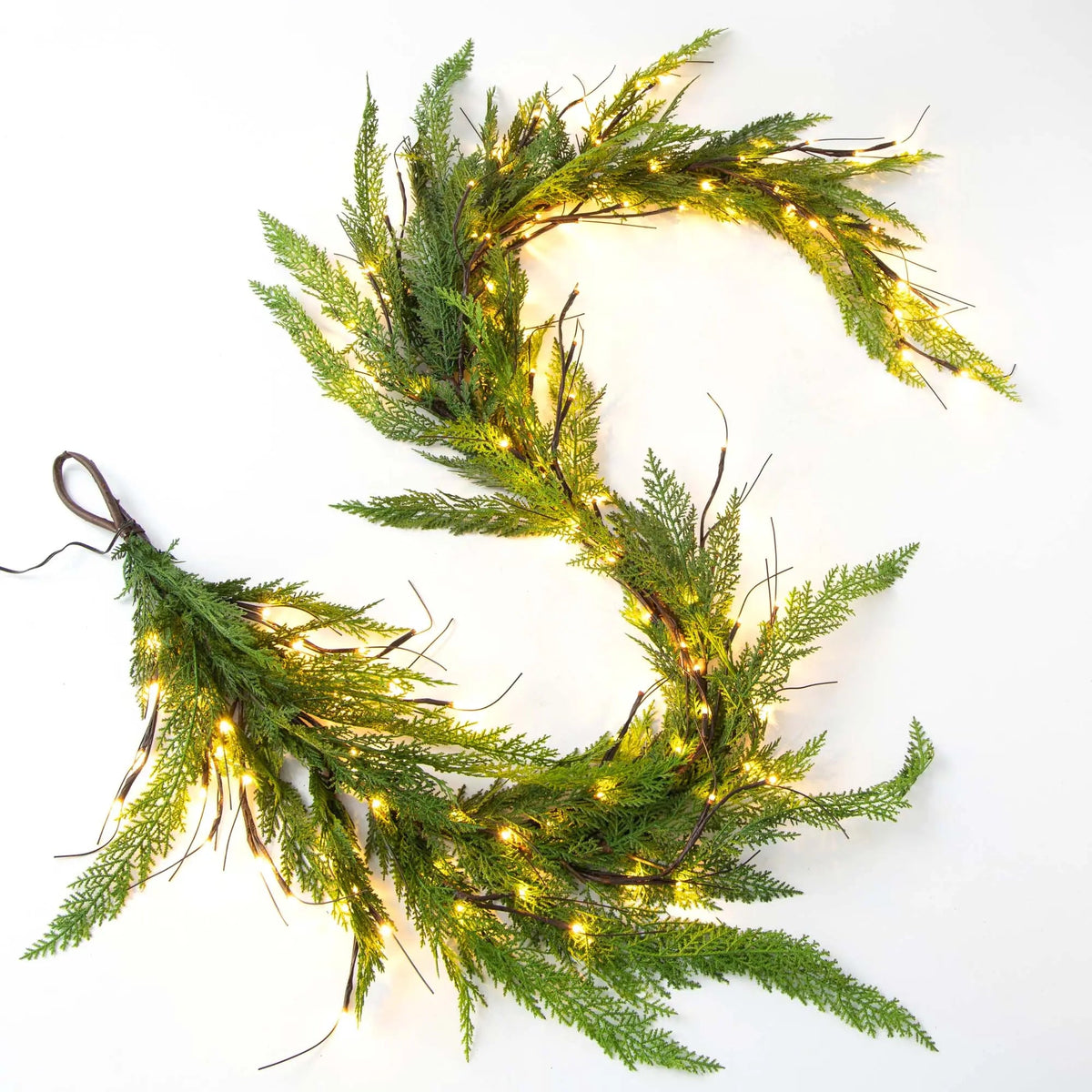 Yulemere Real Touch Lebanon Cedar Christmas Garland Pre Lit detail view 3