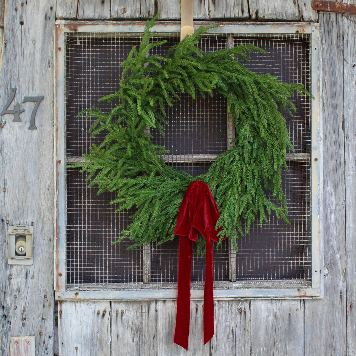 Yulemere Real Touch Norfolk Pine Christmas Wreath detail view 3