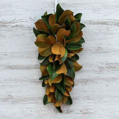 Yulemere Real Touch Magnolia Leaf All Seasons Teardrop Swag overall view