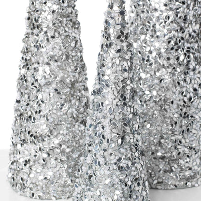Yulemere Silver Beaded and Sequined Cone Christmas Tree Decor detail view 2
