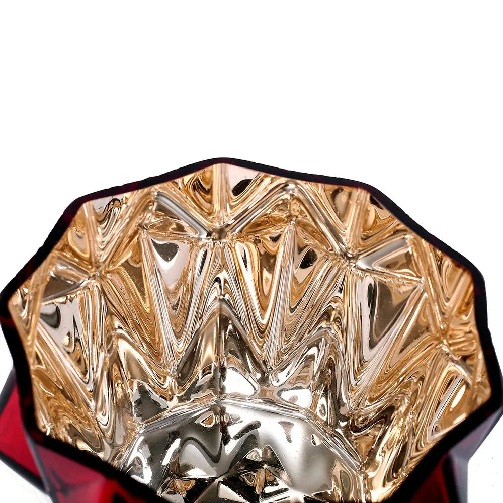 Yulemere Christmas Red and Gold Geometric Gem Stone Ruby Holiday Bow detail view 2