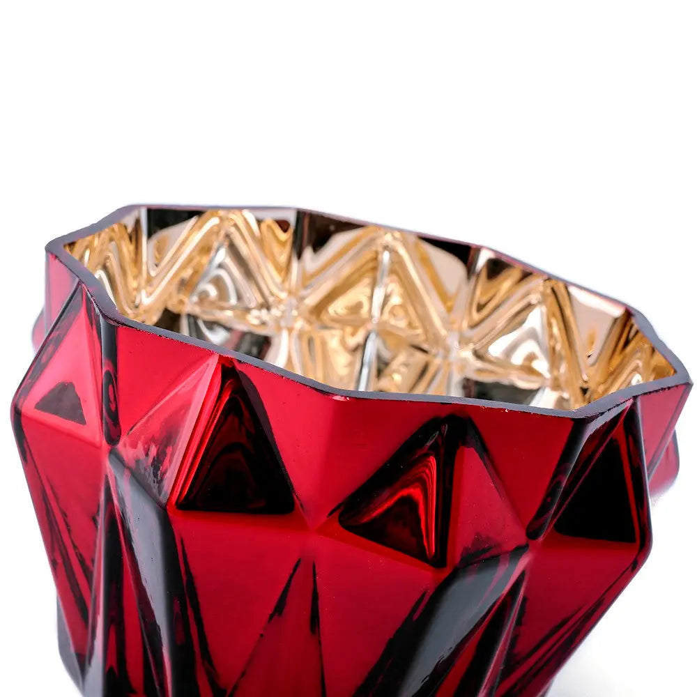 Yulemere Christmas Red and Gold Geometric Gem Stone Ruby Holiday Bow overall view