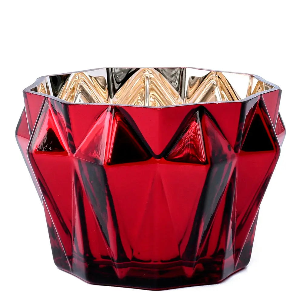 Yulemere Christmas Red and Gold Geometric Gem Stone Ruby Holiday Bow detail view 3