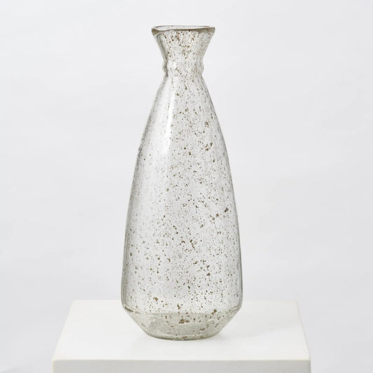 Yulemere Clear Bubble Textured Recycled Glass Floor Vase overall view