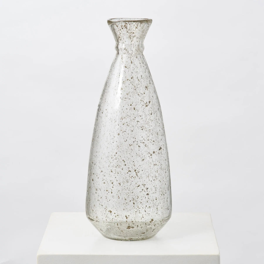 Yulemere Clear Bubble Textured Recycled Glass Floor Vase overall view