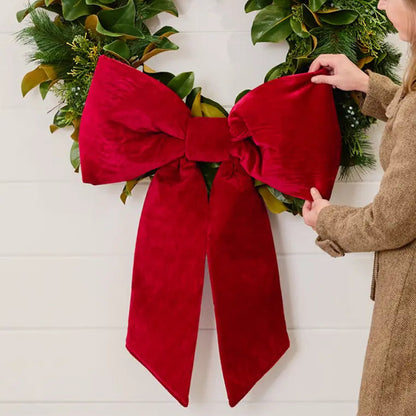 Yulemere Extra Large Door Size Wired Padded Red Velvet Bow detail view 3