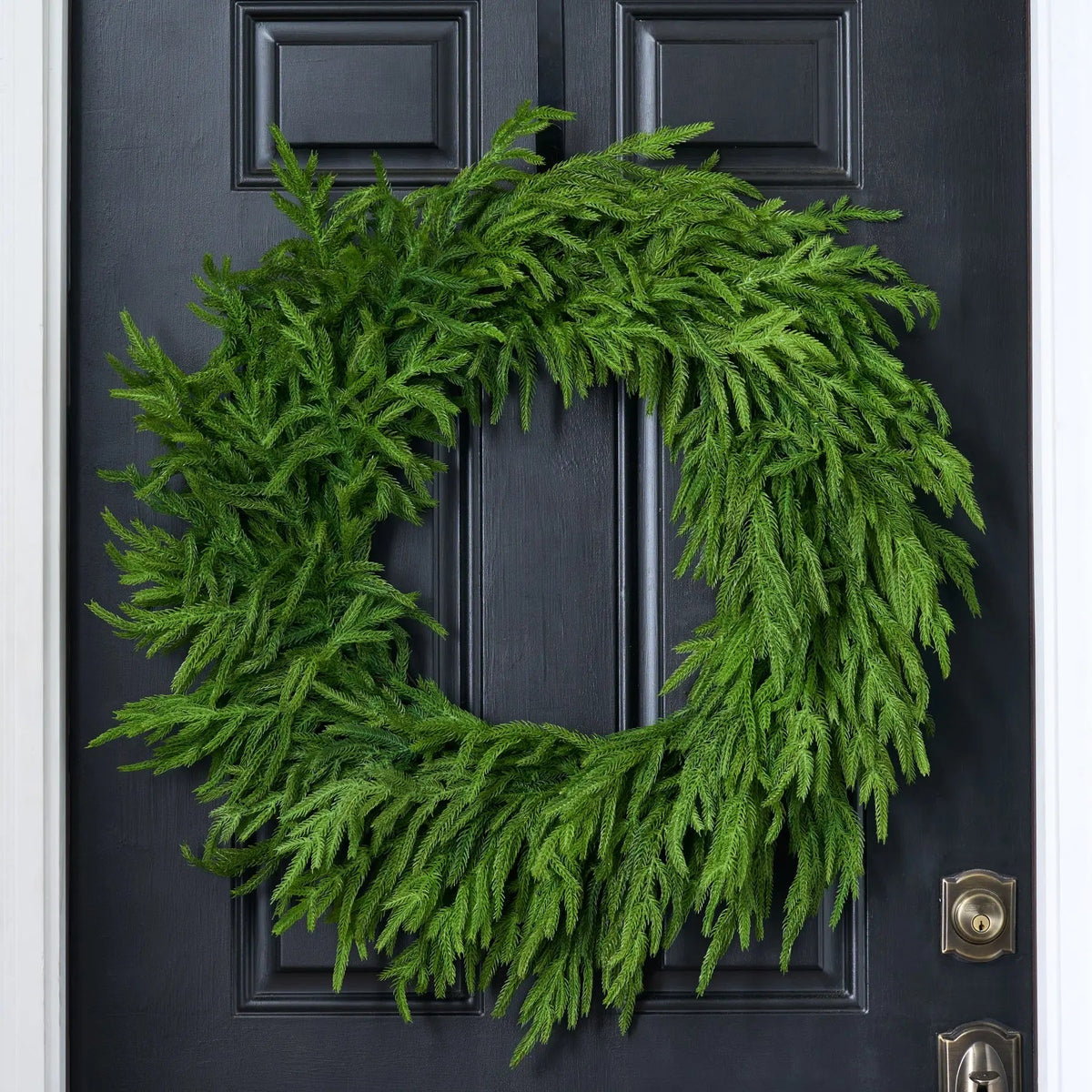 Yulemere Real Touch Norfolk Pine Front Door Christmas Wreath 30 Inch detail view 2